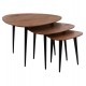 Τραπέζια ζιγκόν "EMILIANO" 3τμχ από μασίφ ξύλο/μέταλλο σε φυσικό/μαύρο χρώμα 69.5x67x46