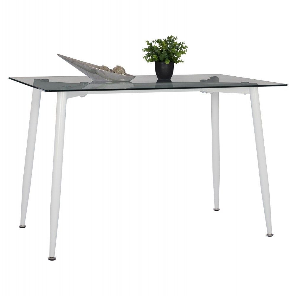 Τραπέζι "IDELLA" από γυαλί/μέταλλο σε λευκό χρώμα 120x70x75