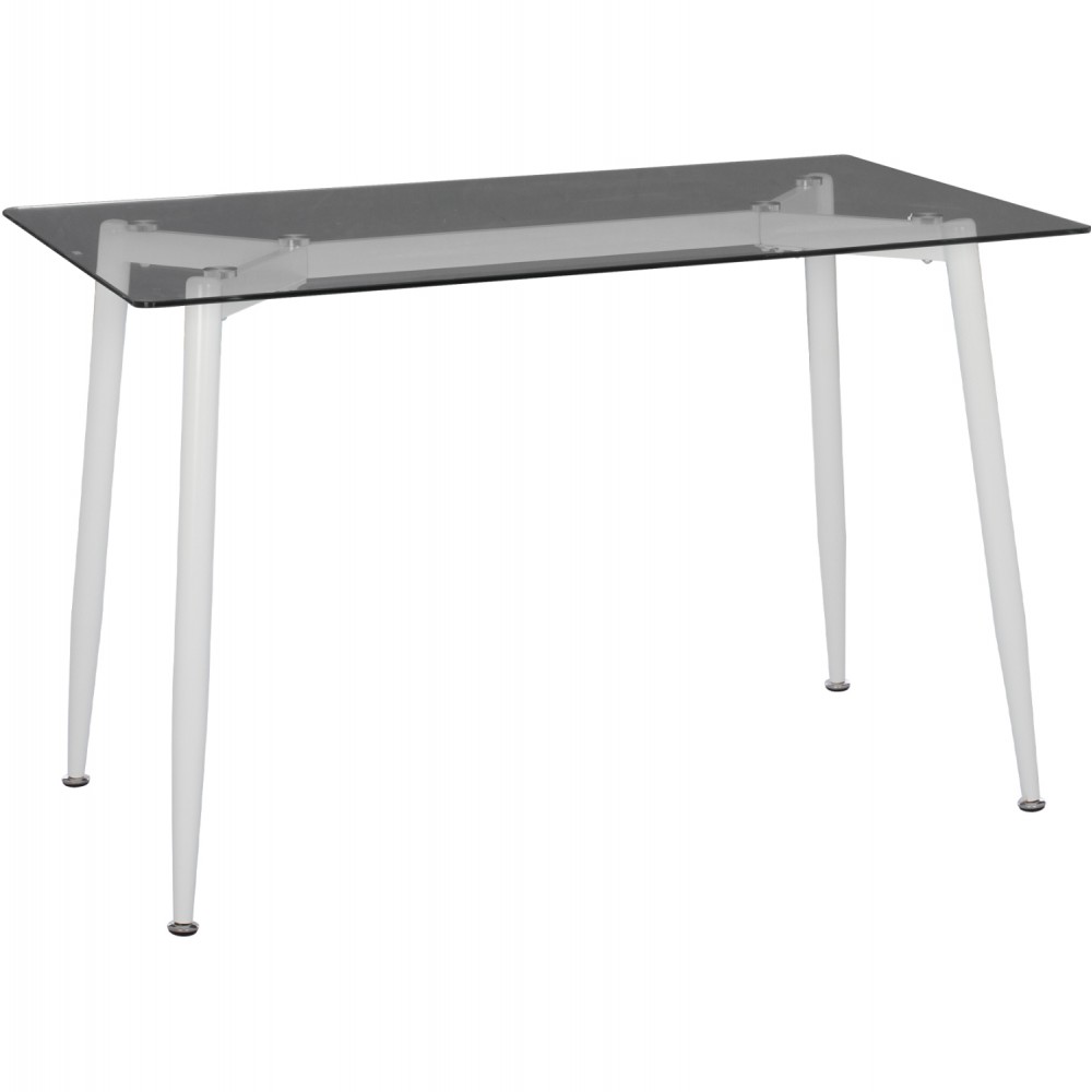Τραπέζι "IDELLA" από γυαλί/μέταλλο σε λευκό χρώμα 120x70x75