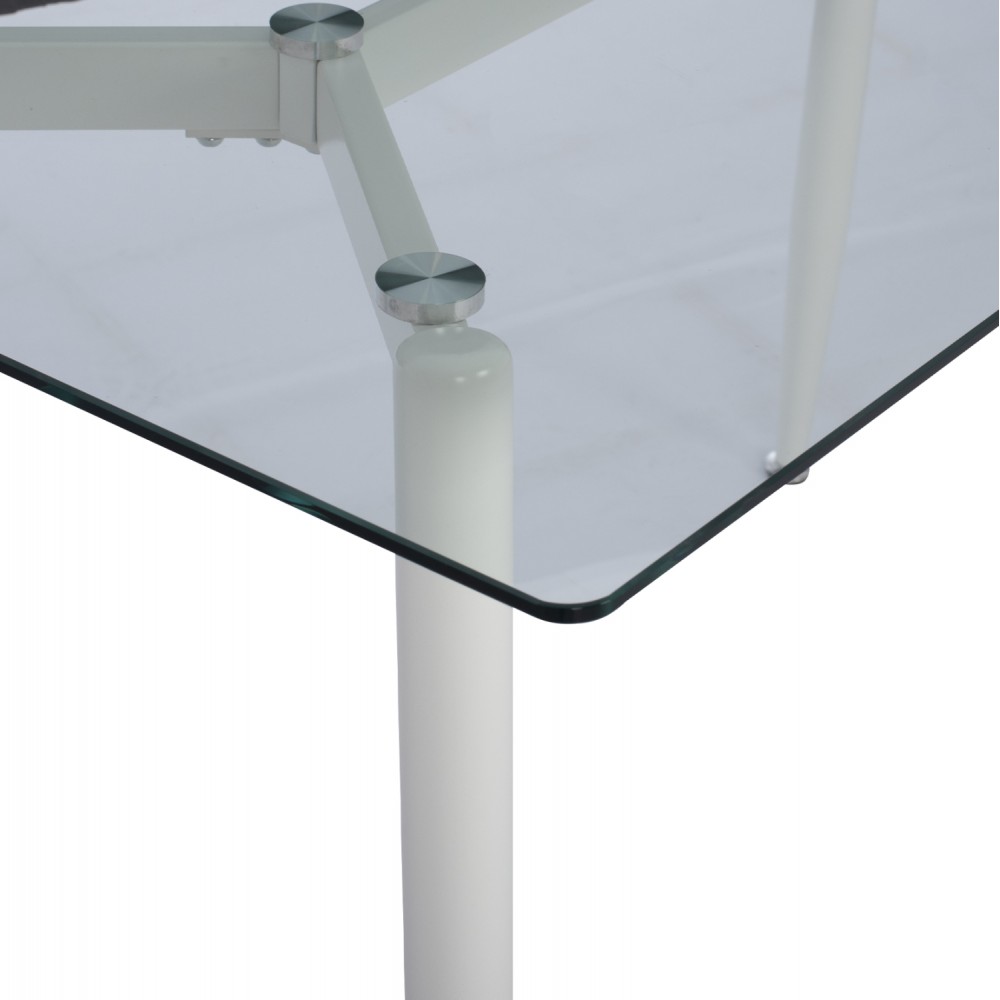 Τραπέζι "IDELLA" από γυαλί/μέταλλο σε λευκό χρώμα 120x70x75