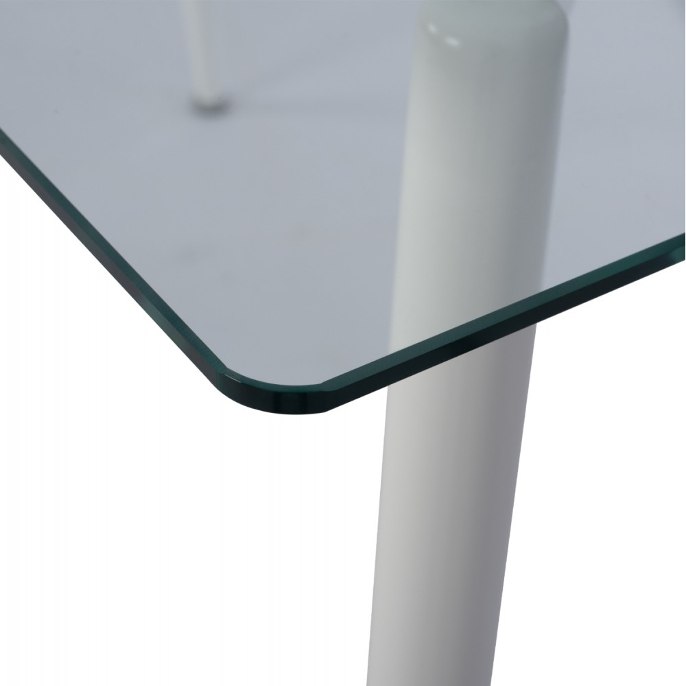 Τραπέζι "IDELLA" από γυαλί/μέταλλο σε λευκό χρώμα 120x70x75