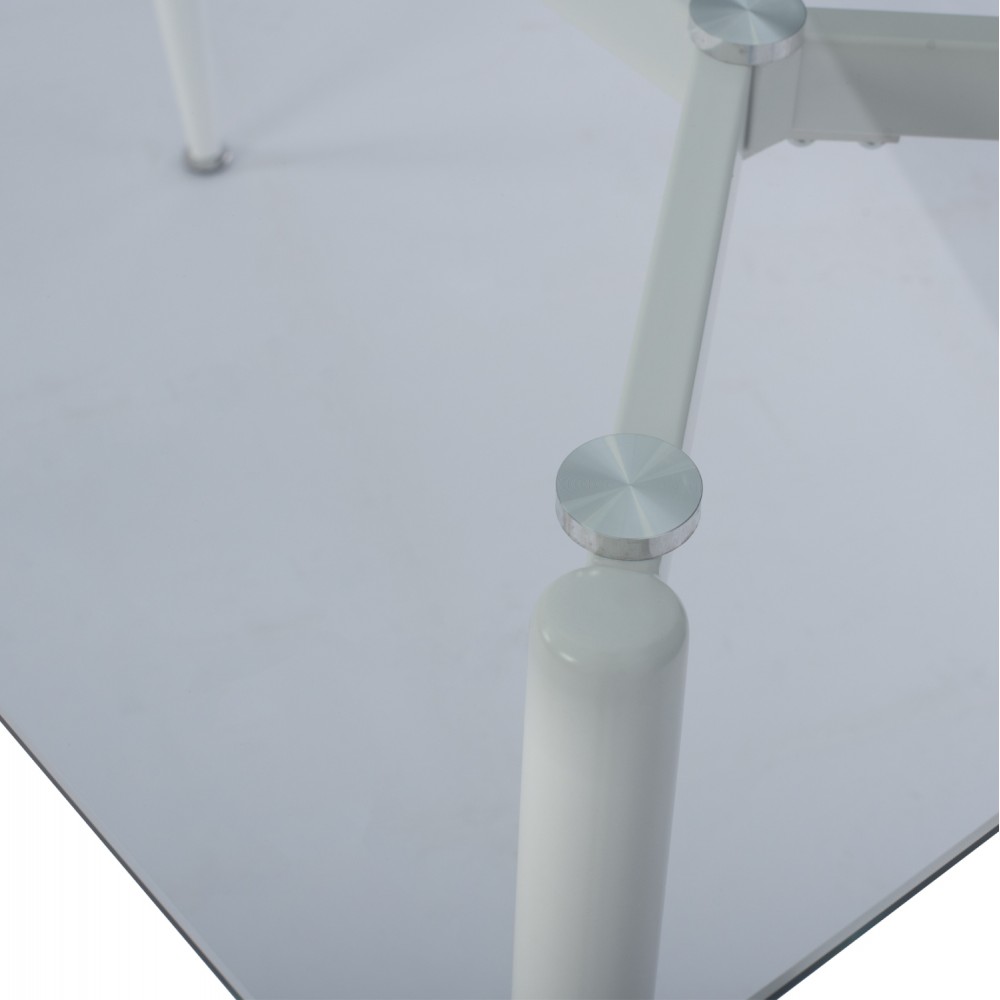 Τραπέζι "IDELLA" από γυαλί/μέταλλο σε λευκό χρώμα 120x70x75