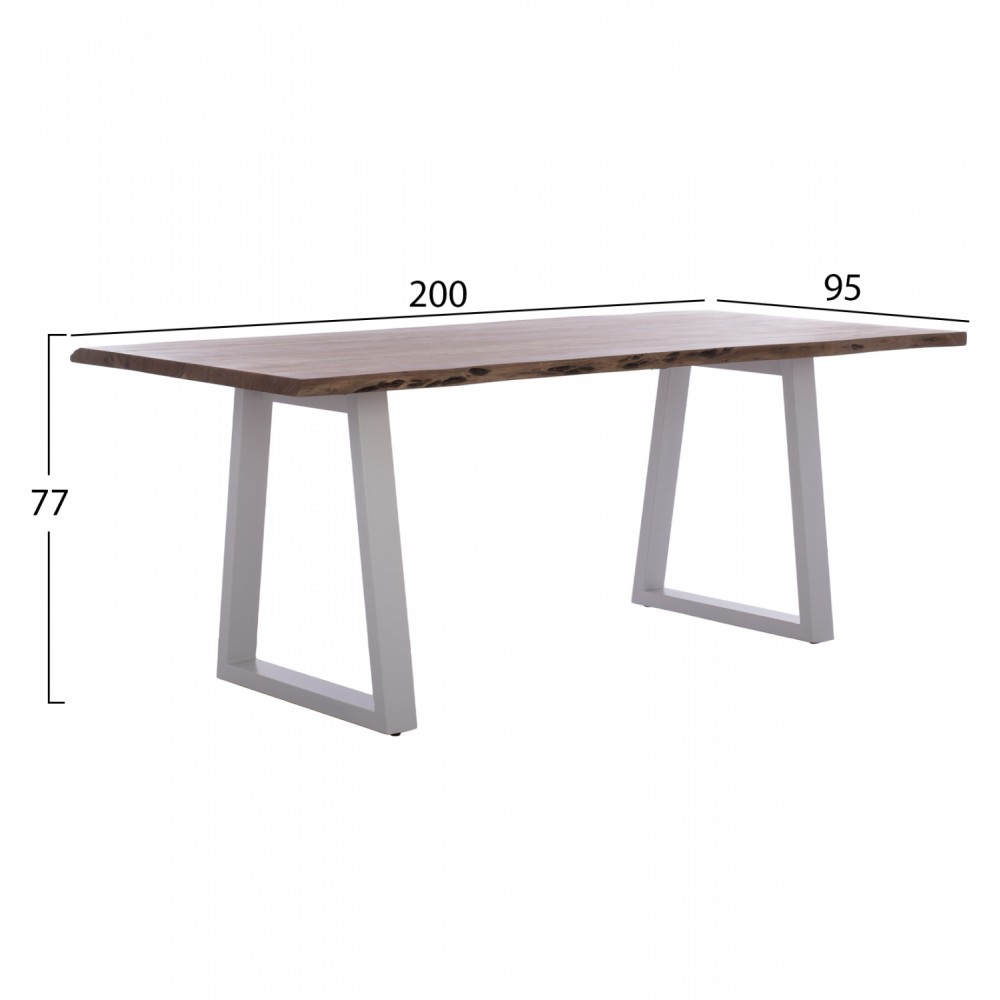 Τραπέζι "MONTANA" από μασίφ ξύλο/μέταλλο σε φυσικό/λευκό χρώμα 200x95x77