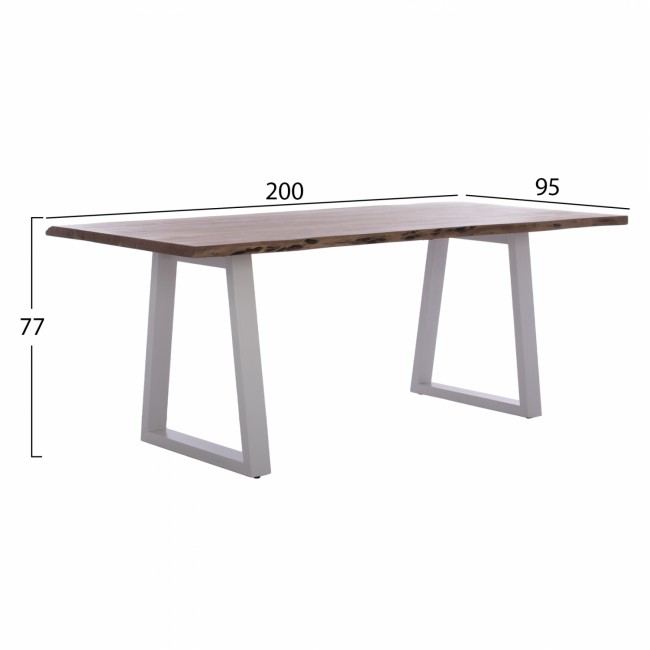 Τραπέζι "MONTANA" από μασίφ ξύλο/μέταλλο σε φυσικό/λευκό χρώμα 200x95x77