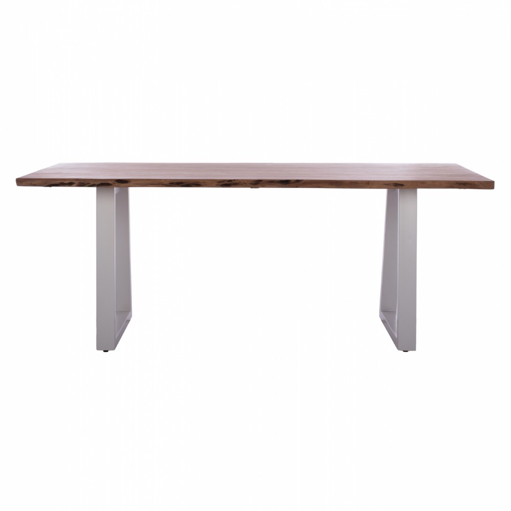 Τραπέζι "MONTANA" από μασίφ ξύλο/μέταλλο σε φυσικό/λευκό χρώμα 200x95x77