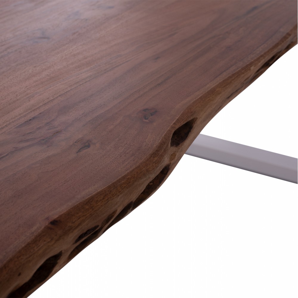 Τραπέζι "MONTANA" από μασίφ ξύλο/μέταλλο σε φυσικό/λευκό χρώμα 200x95x77