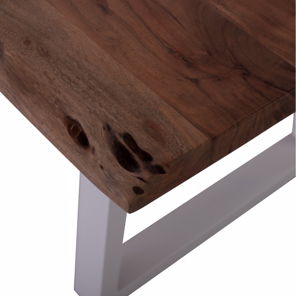 Τραπέζι "MONTANA" από μασίφ ξύλο/μέταλλο σε φυσικό/λευκό χρώμα 200x95x77