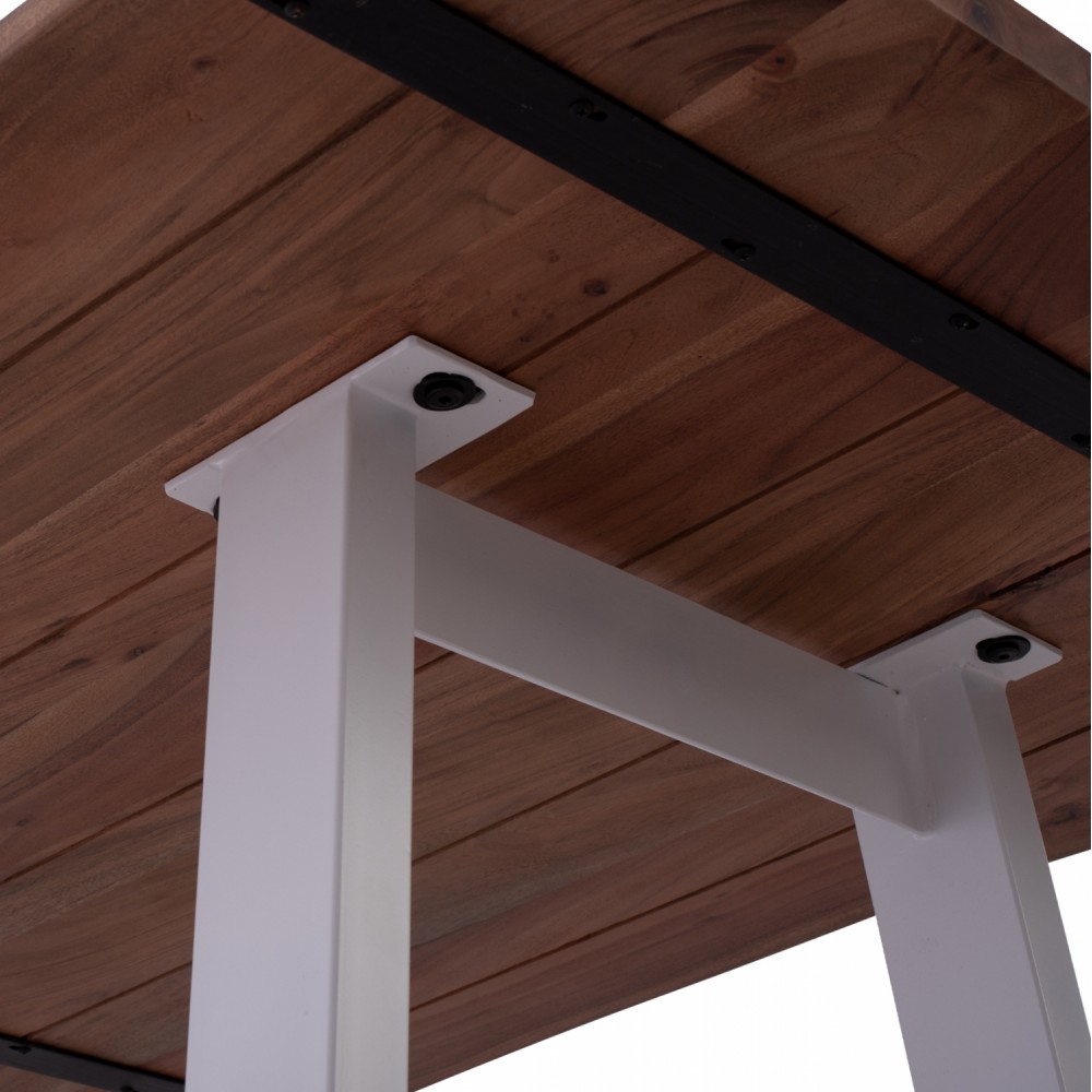 Τραπέζι "MONTANA" από μασίφ ξύλο/μέταλλο σε φυσικό/λευκό χρώμα 200x95x77