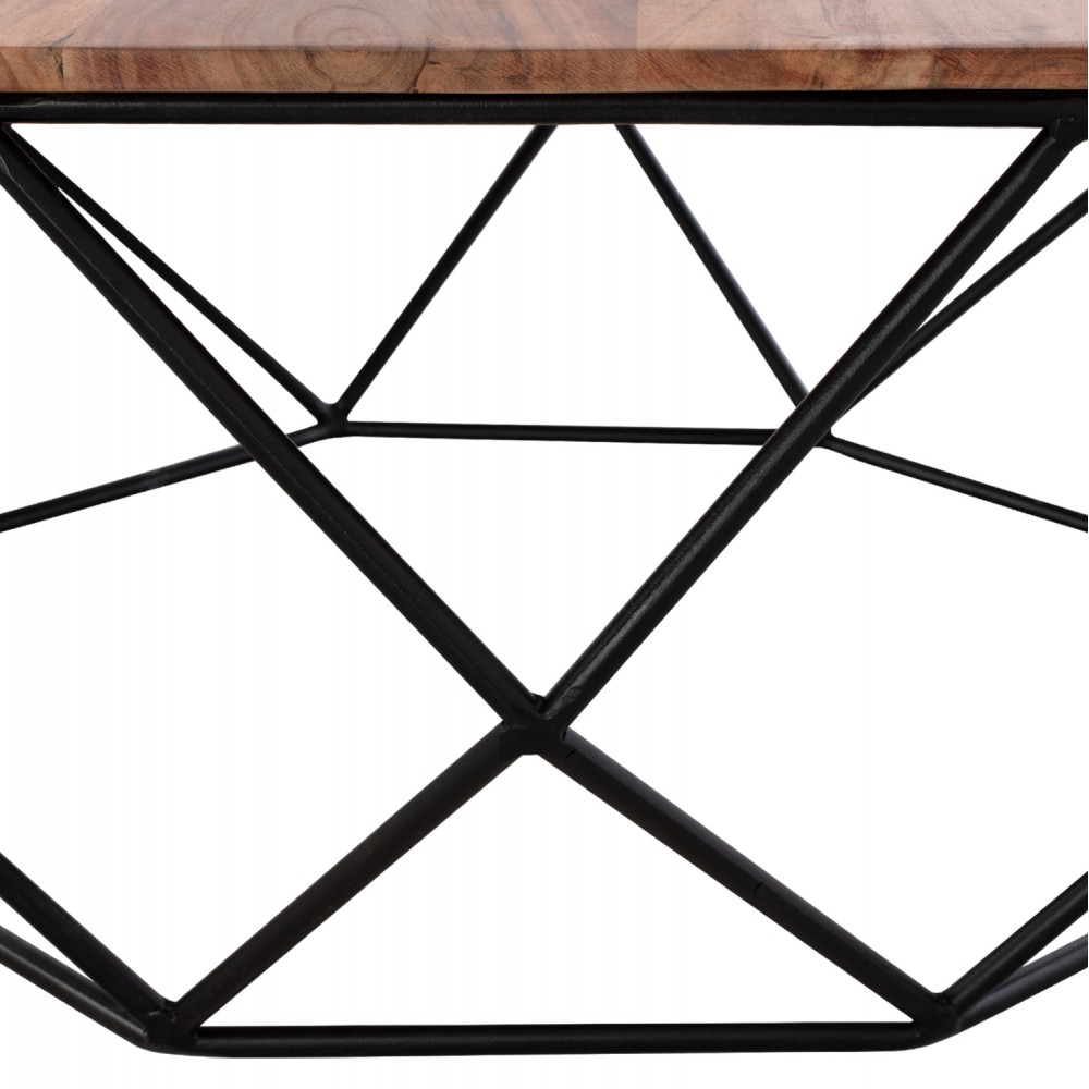 Τραπέζι σαλονιού "DRAKE" από ξύλο/μέταλλο σε φυσικό/μαύρο χρώμα Φ82x40