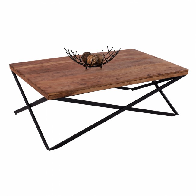 Τραπέζι σαλονιού "SAO PAOLO" από ξύλο/μέταλλο σε φυσικό/μαύρο χρώμα 120x70x41