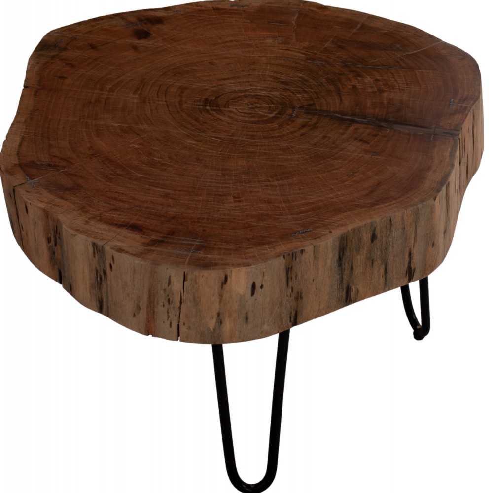 Τραπέζι σαλονιού "CLAUDINE" από ξύλο/μέταλλο σε φυσικό/μαύρο χρώμα 60x60x40