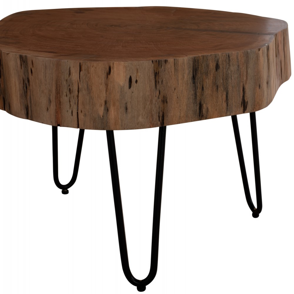 Τραπέζι σαλονιού "CLAUDINE" από ξύλο/μέταλλο σε φυσικό/μαύρο χρώμα 60x60x40