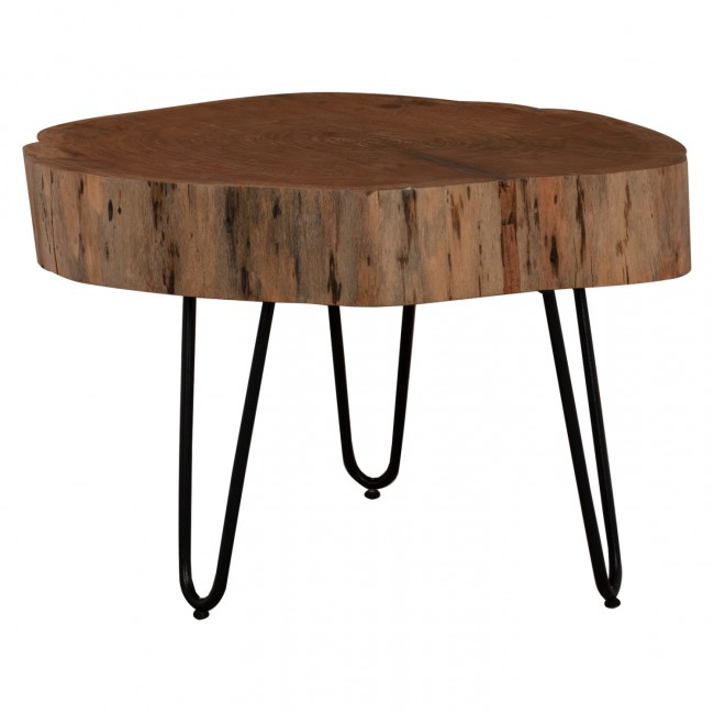 Τραπέζι σαλονιού "CLAUDINE" από ξύλο/μέταλλο σε φυσικό/μαύρο χρώμα 60x60x40