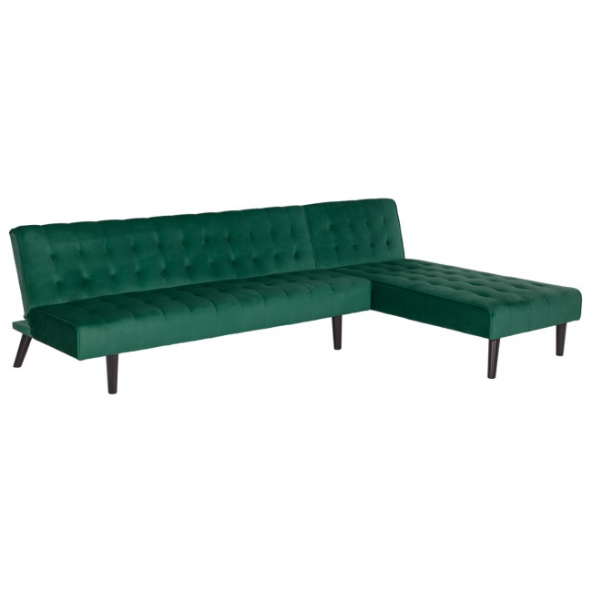 Γωνιακός καναπές-κρεβάτι "ZELDA" από βελούδο σε κυπαρισσί χρώμα 254x163x74