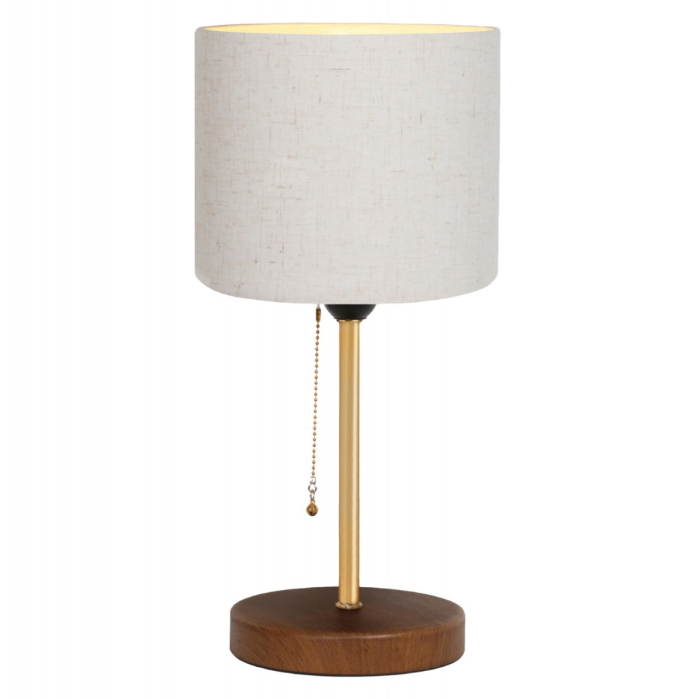 Φωτιστικό επιτραπέζιο από ξύλο/ύφασμα σε καρυδί/εκρού χρώμα Ε27 Φ19x44