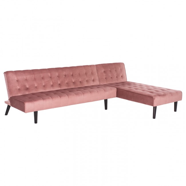 Γωνιακός καναπές-κρεβάτι "ZELDA" από βελούδο σε σάπιο μήλο χρώμα 254x163x74