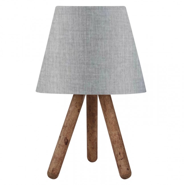 Φωτιστικό επιτραπέζιο από MDF/ύφασμα σε καρυδί/γκρι χρώμα Ε27 Φ22x32