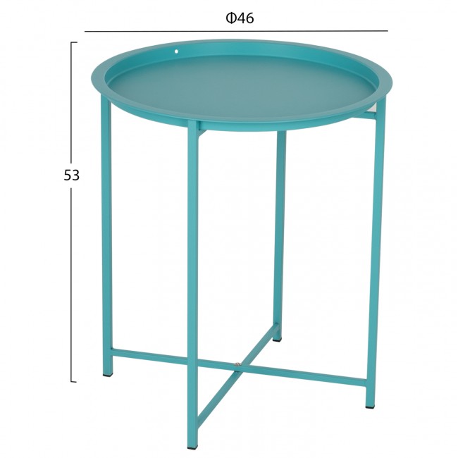 Βοηθητικό τραπέζι "SAMUEL" από μέταλλο σε τυρκουάζ χρώμα Φ46x53