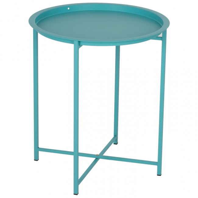 Βοηθητικό τραπέζι "SAMUEL" από μέταλλο σε τυρκουάζ χρώμα Φ46x53