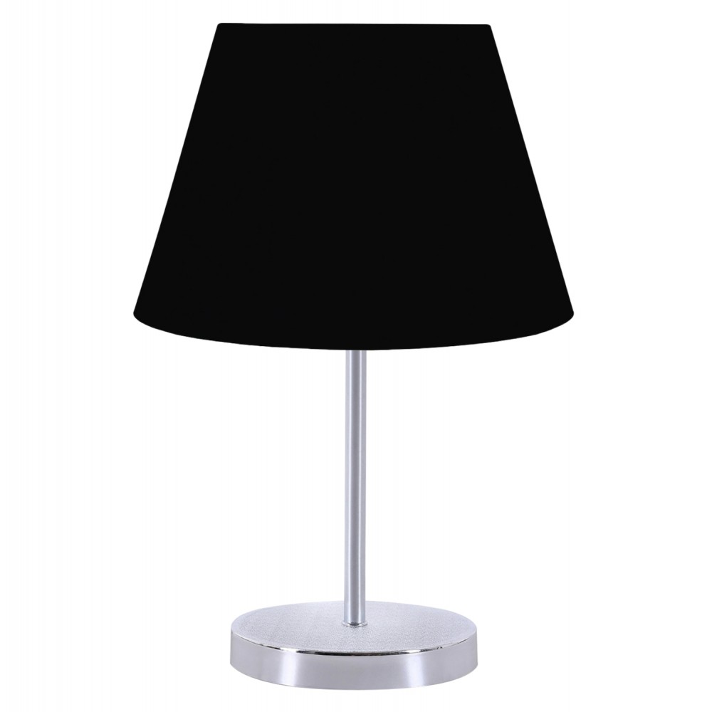 Φωτιστικό επιτραπέζιο από μέταλλο/ύφασμα σε χρώμιο/μαύρο χρώμα Ε27 Φ22x37