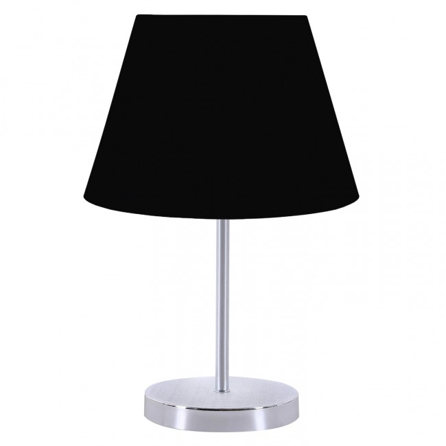 Φωτιστικό επιτραπέζιο από μέταλλο/ύφασμα σε χρώμιο/μαύρο χρώμα Ε27 Φ22x37