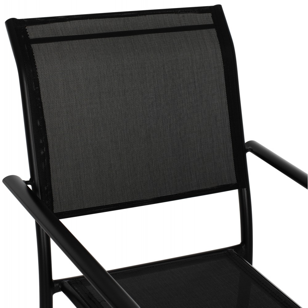 Πολυθρόνα "FEDAN" από αλουμίνιο-textline σε μαύρο χρώμα 55,5x67,5x86