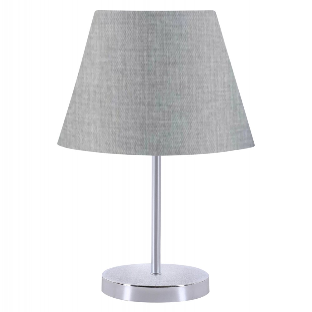 Φωτιστικό επιτραπέζιο από μέταλλο/ύφασμα σε ασημί/γκρι χρώμα Ε27 Φ22x37