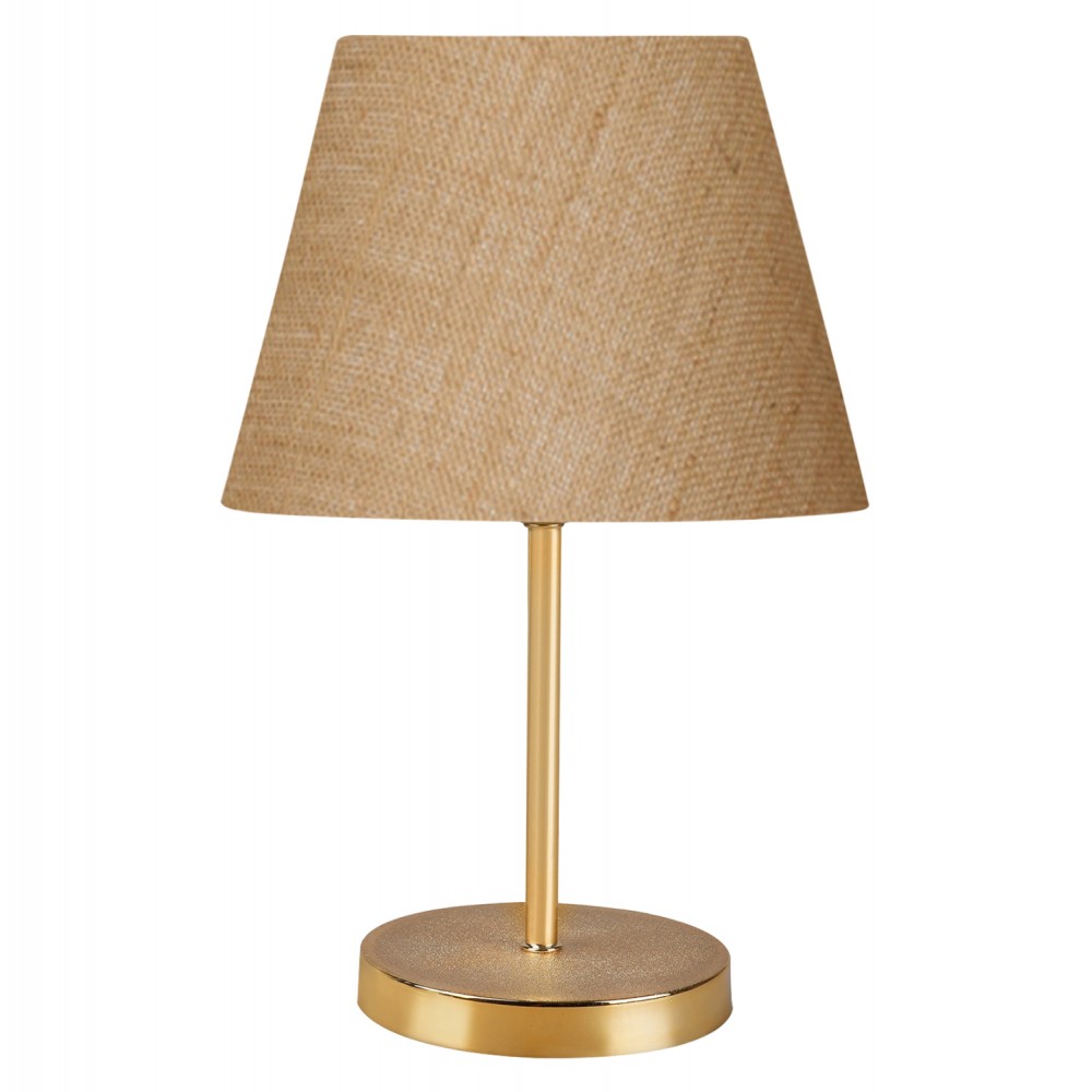 Φωτιστικό επιτραπέζιο από μέταλλο/ύφασμα σε χρυσό/μπεζ χρώμα Ε27 Φ22x37