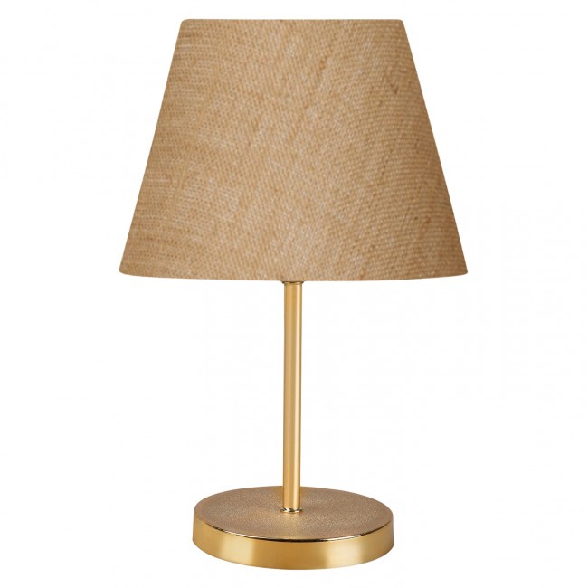 Φωτιστικό επιτραπέζιο από μέταλλο/ύφασμα σε χρυσό/μπεζ χρώμα Ε27 Φ22x37