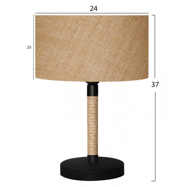 Φωτιστικό επιτραπέζιο από μέταλλο/ύφασμα σε μαύρο/μπεζ χρώμα Ε27 Φ24x37