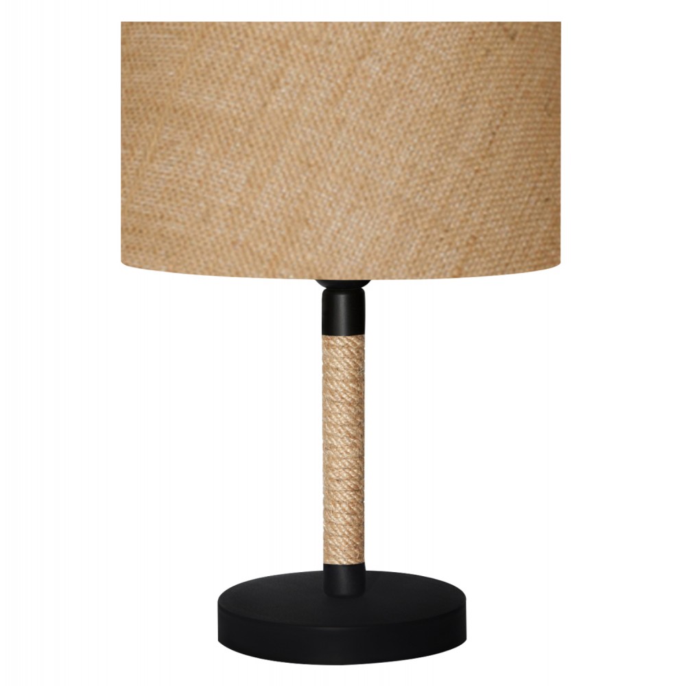 Φωτιστικό επιτραπέζιο από μέταλλο/ύφασμα σε μαύρο/μπεζ χρώμα Ε27 Φ24x37