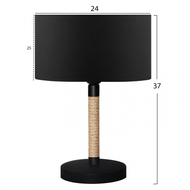 Φωτιστικό επιτραπέζιο από μέταλλο/ύφασμα σε μαύρο χρώμα Ε27 Φ24x37