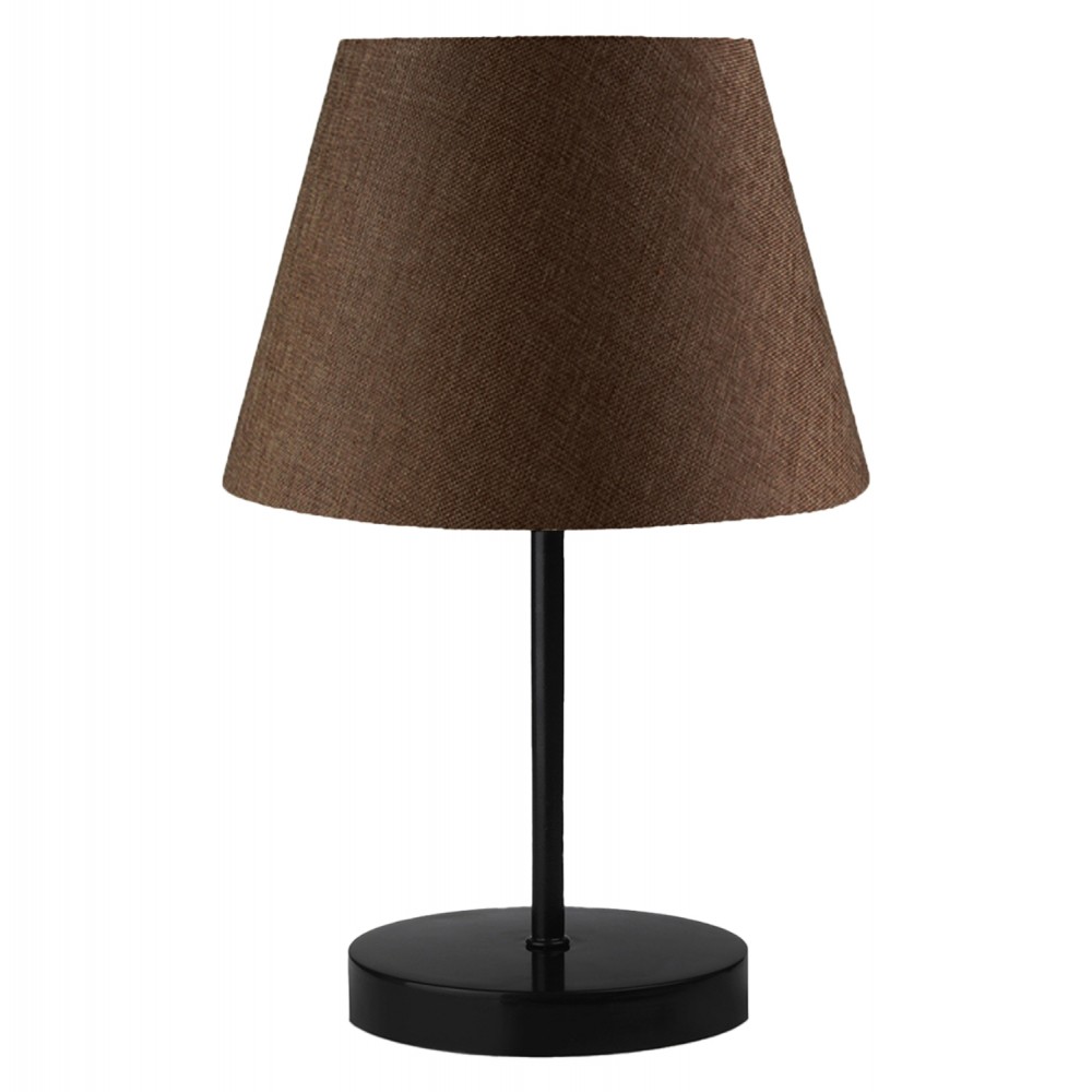 Φωτιστικό επιτραπέζιο από μέταλλο/ύφασμα σε μαύρο/καφέ χρώμα Ε27 Φ22x36