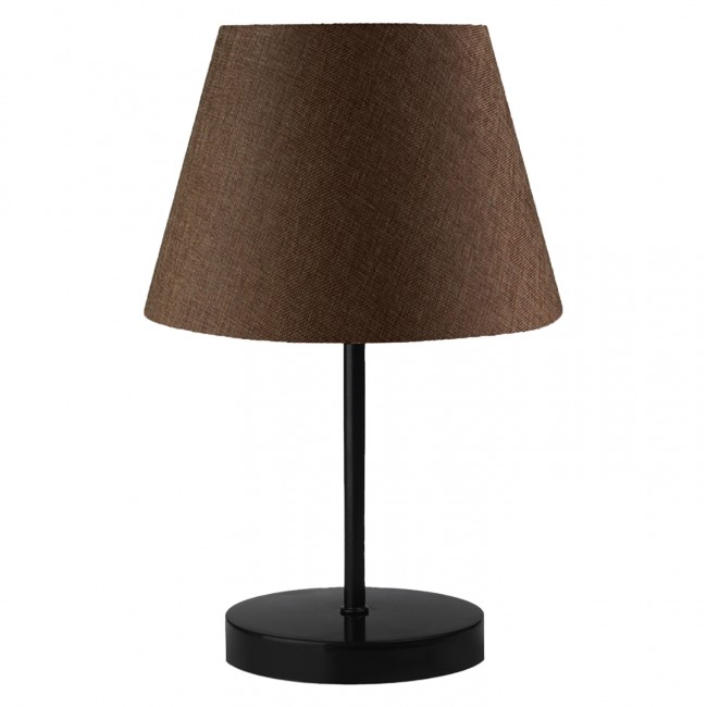 Φωτιστικό επιτραπέζιο από μέταλλο/ύφασμα σε μαύρο/καφέ χρώμα Ε27 Φ22x36