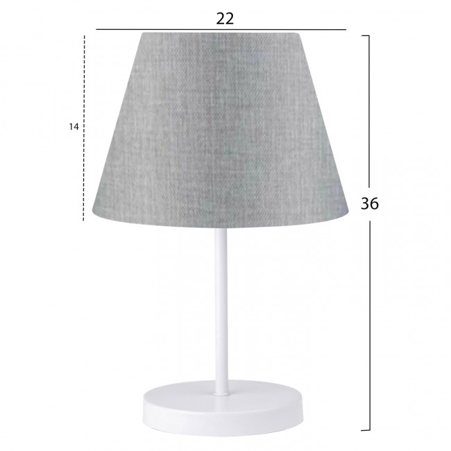 Φωτιστικό επιτραπέζιο από μέταλλο/ύφασμα σε λευκό/γκρι χρώμα Ε27 Φ22x36