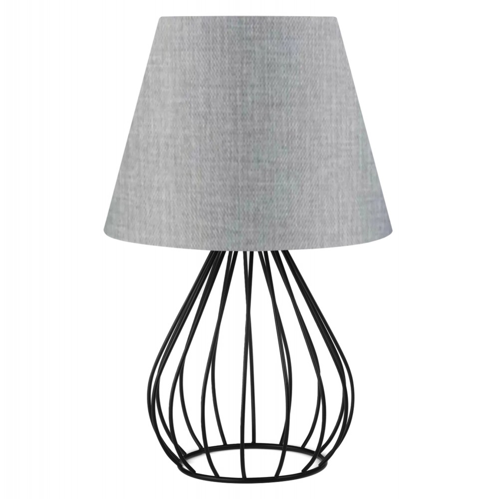 Φωτιστικό επιτραπέζιο από μέταλλο/ύφασμα σε μαύρο/ασημί χρώμα Ε27 Φ22x36