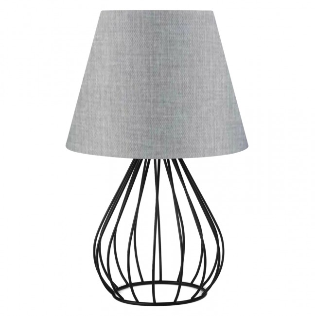 Φωτιστικό επιτραπέζιο από μέταλλο/ύφασμα σε μαύρο/ασημί χρώμα Ε27 Φ22x36