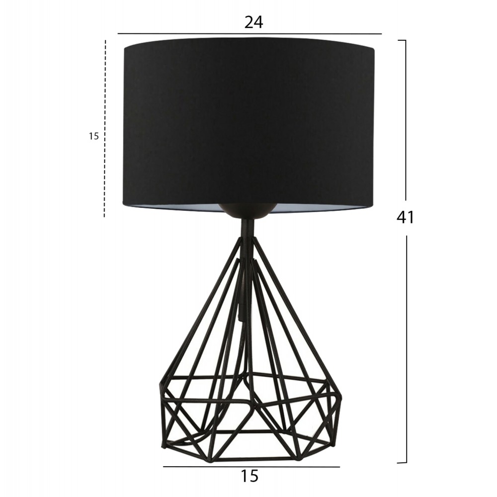 Φωτιστικό επιτραπέζιο από μέταλλο/ύφασμα σε μαύρο χρώμα Ε27 Φ24x41