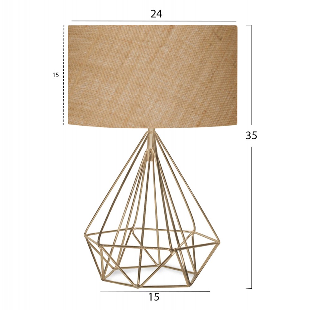 Φωτιστικό επιτραπέζιο από μέταλλο/ύφασμα σε χρυσό/μπεζ χρώμα Ε27 Φ24x35