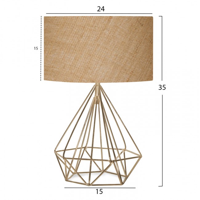 Φωτιστικό επιτραπέζιο από μέταλλο/ύφασμα σε χρυσό/μπεζ χρώμα Ε27 Φ24x35