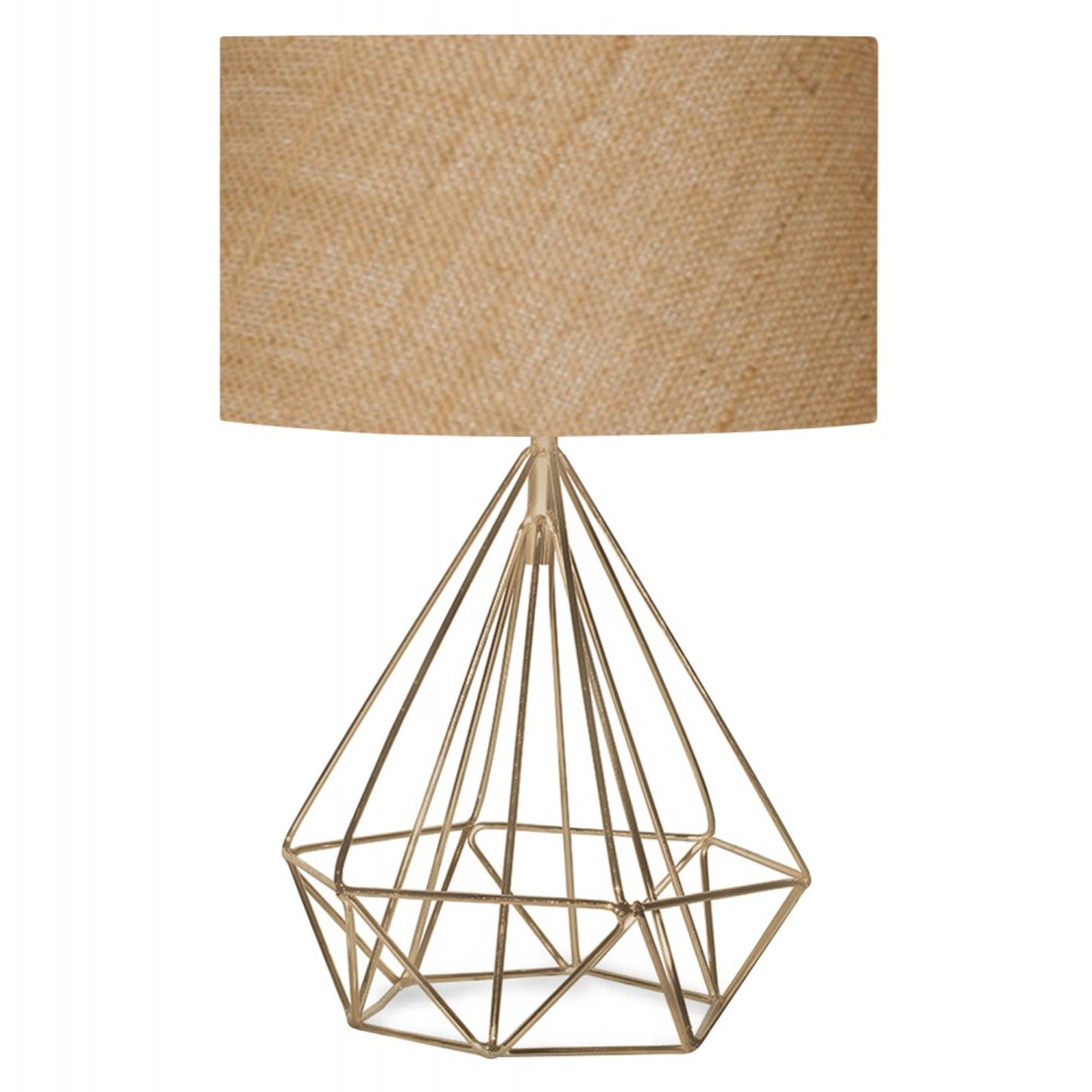 Φωτιστικό επιτραπέζιο από μέταλλο/ύφασμα σε χρυσό/μπεζ χρώμα Ε27 Φ24x35
