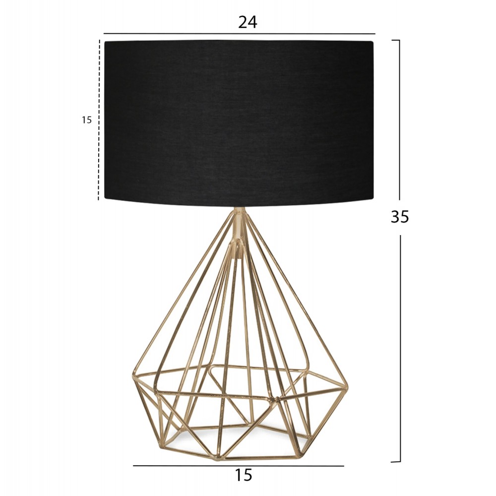 Φωτιστικό επιτραπέζιο από μέταλλο/ύφασμα σε χρυσό/μαύρο χρώμα Ε27 Φ24x35