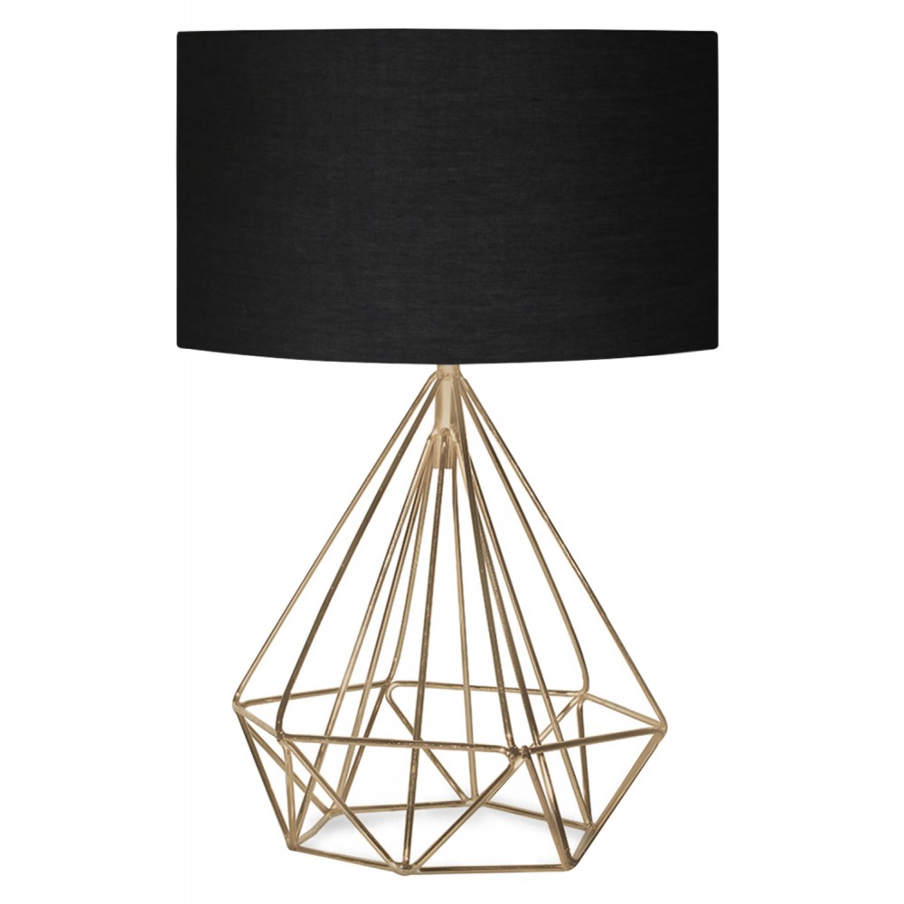 Φωτιστικό επιτραπέζιο από μέταλλο/ύφασμα σε χρυσό/μαύρο χρώμα Ε27 Φ24x35