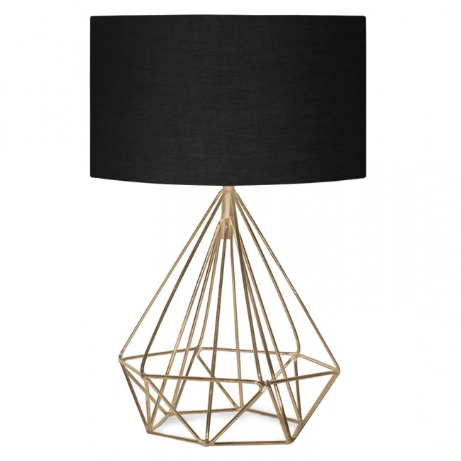 Φωτιστικό επιτραπέζιο από μέταλλο/ύφασμα σε χρυσό/μαύρο χρώμα Ε27 Φ24x35