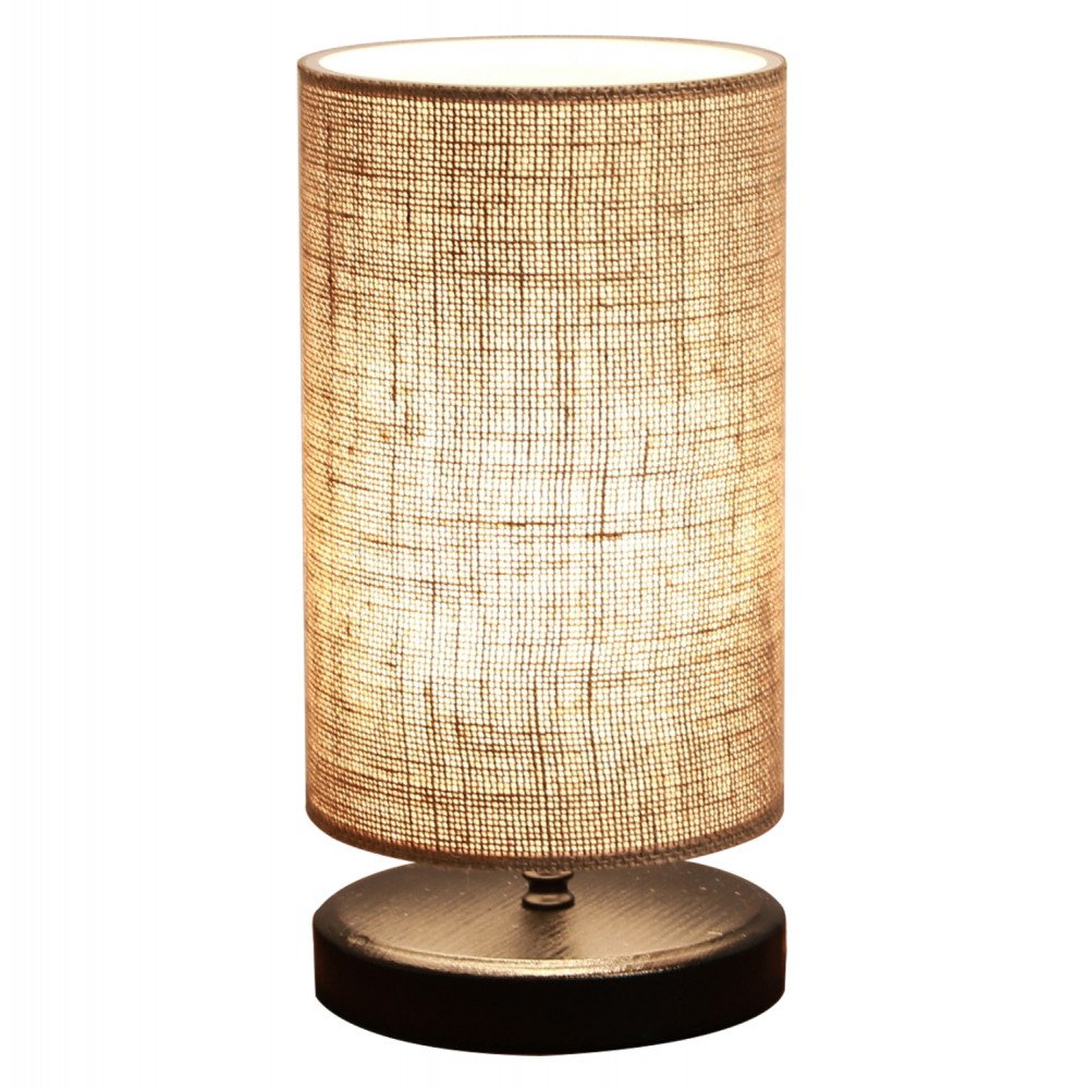 Φωτιστικό επιτραπέζιο από ξύλο/ύφασμα σε μαύρο/μπεζ χρώμα Ε14 Φ15x30