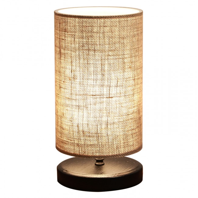 Φωτιστικό επιτραπέζιο από ξύλο/ύφασμα σε μαύρο/μπεζ χρώμα Ε14 Φ15x30