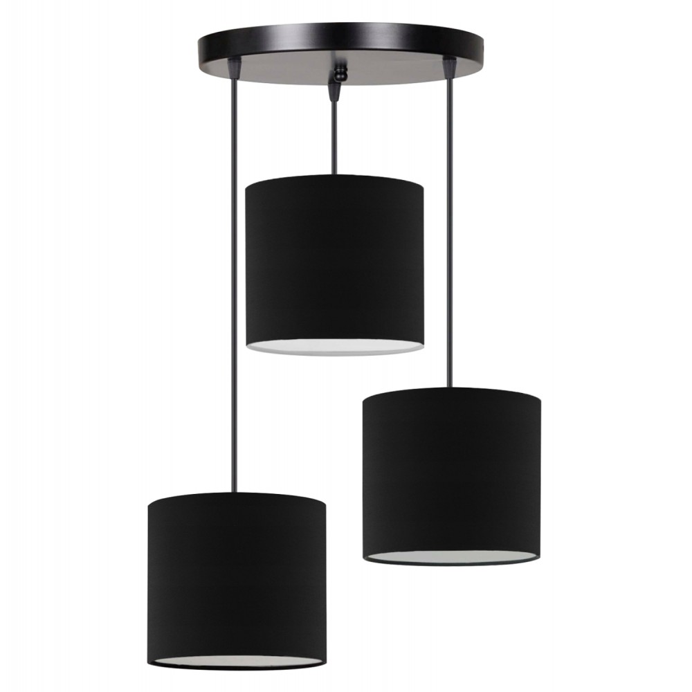 Φωτιστικό τρίφωτο από πλαστικό/ύφασμα σε μαύρο χρώμα Ε14 Φ15x80