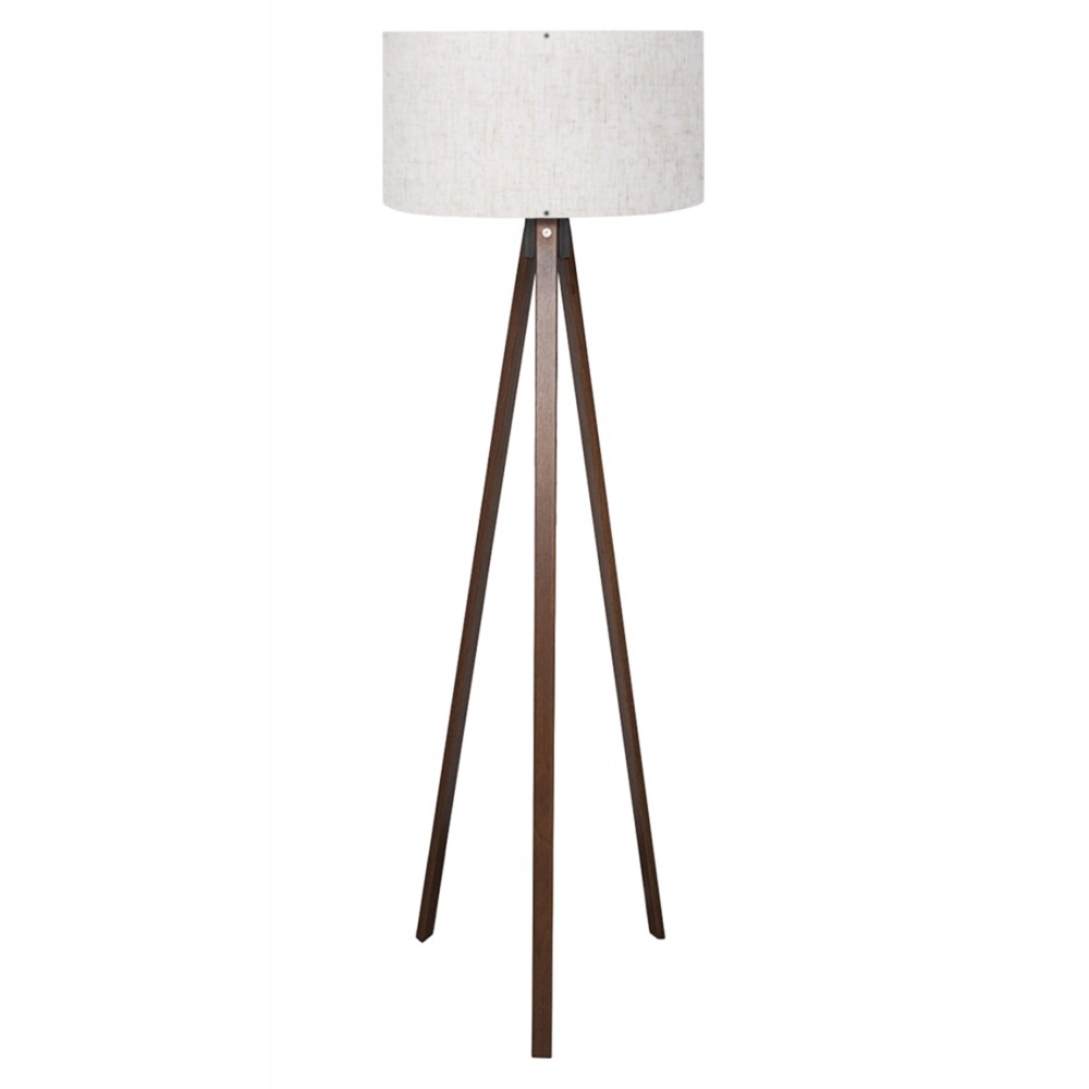 Φωτιστικό δαπέδου "CRUZ" από MDF/ύφασμα σε καρυδί/εκρού χρώμα Ε27 Φ38x140