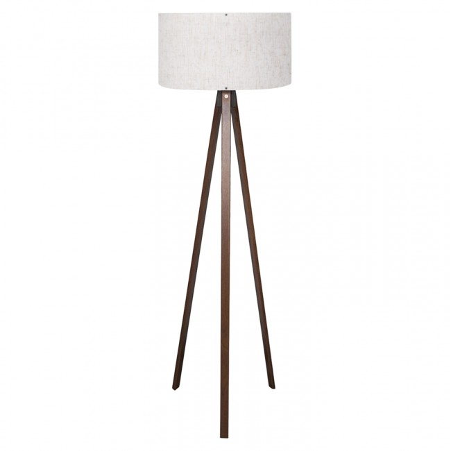 Φωτιστικό δαπέδου "CRUZ" από MDF/ύφασμα σε καρυδί/εκρού χρώμα Ε27 Φ38x140