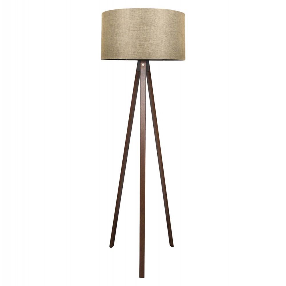 Φωτιστικό δαπέδου "CRUZ" από MDF/ύφασμα σε καρυδί/καφέ χρώμα Ε27 Φ38x140